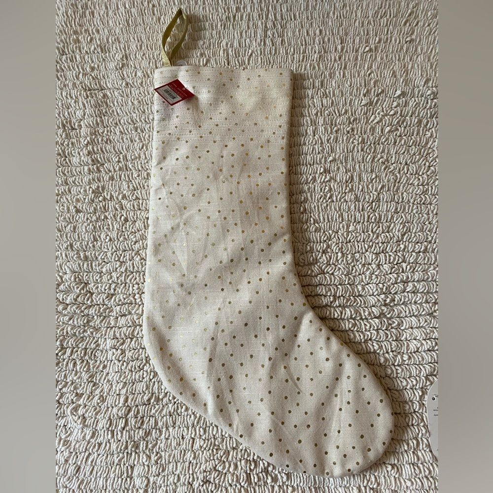 Wondershop Gold Dotted Cream Christmas Stocking